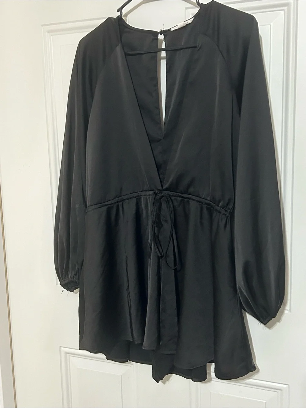 Black Romper With Drawstring Waist
